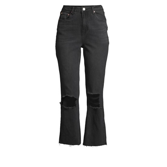 Avec Les Filles Denim - Avec Les Filles NWT Black Classic Ankle Distressed Straight Leg Jeans Women 30